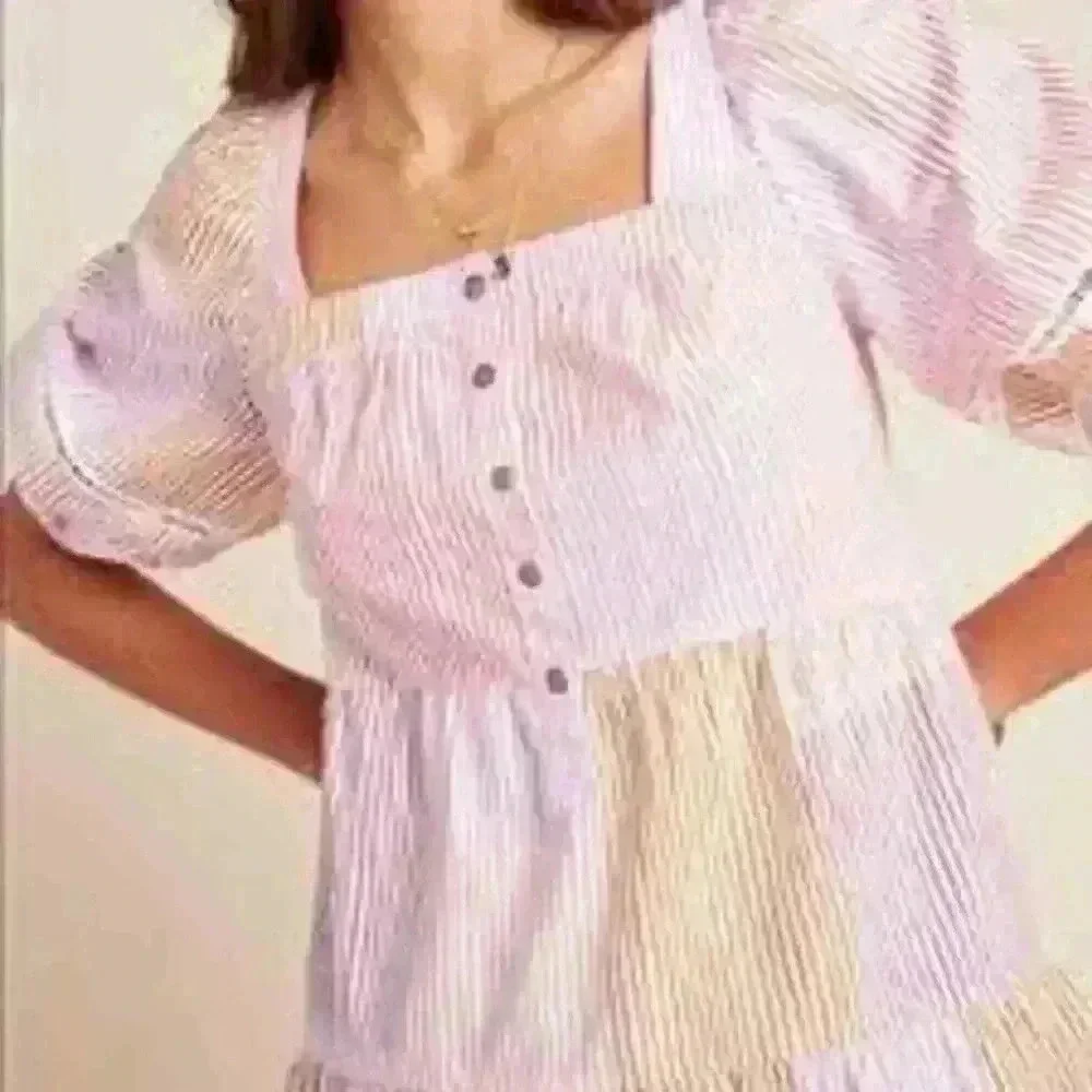Anthropology Maeve Gable Tiered Striped Cotton Top Blouse Tunic Size XS